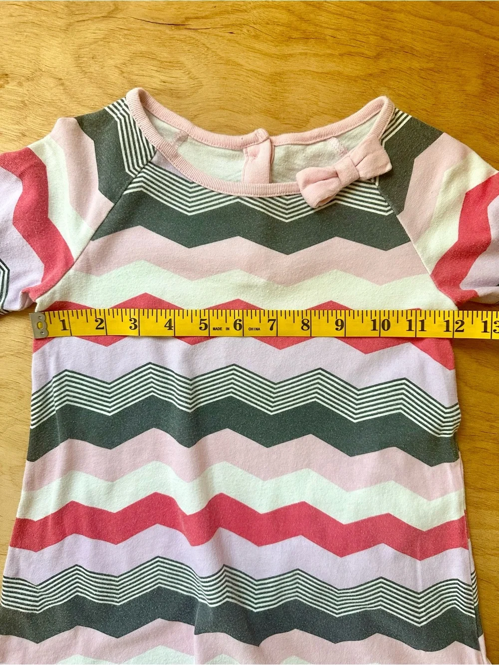 Gymboree Girls 4T Chevron Stripe Long Sleeve Dress Pink Bow
